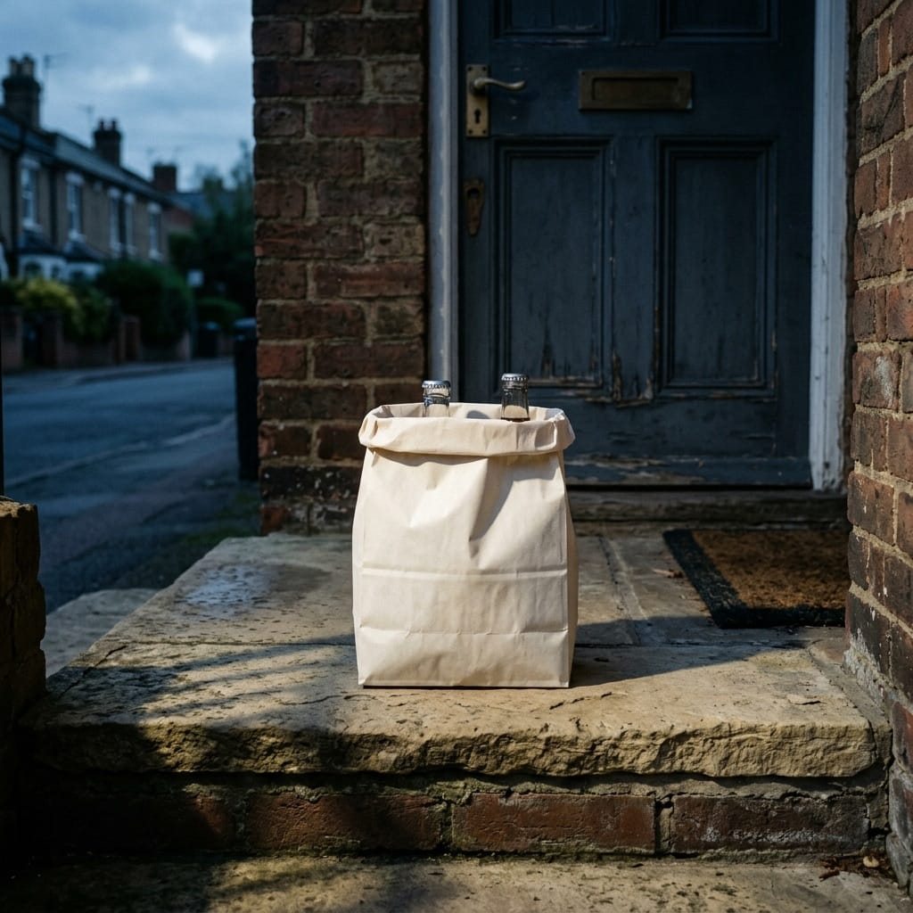 First delivery bag on doorstep