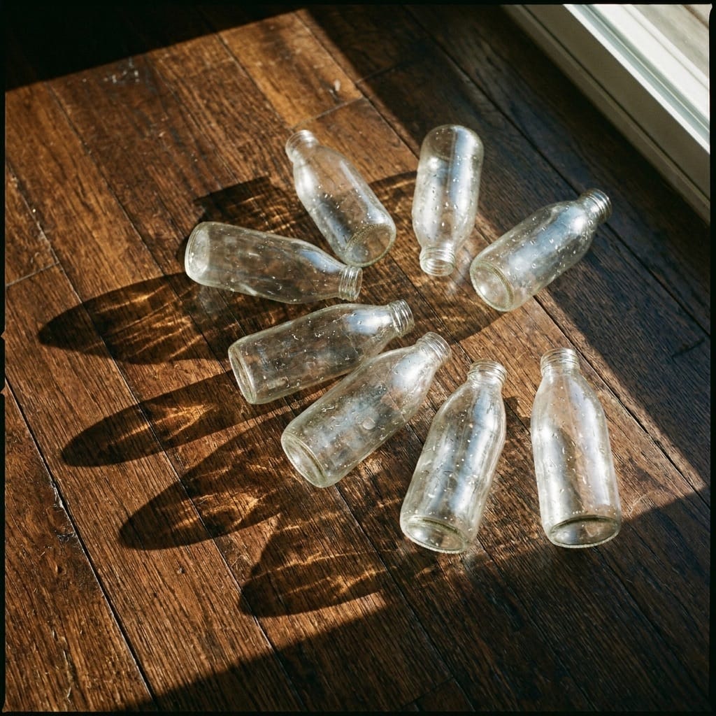 Day 7 — bottles arranged at the end of the free week