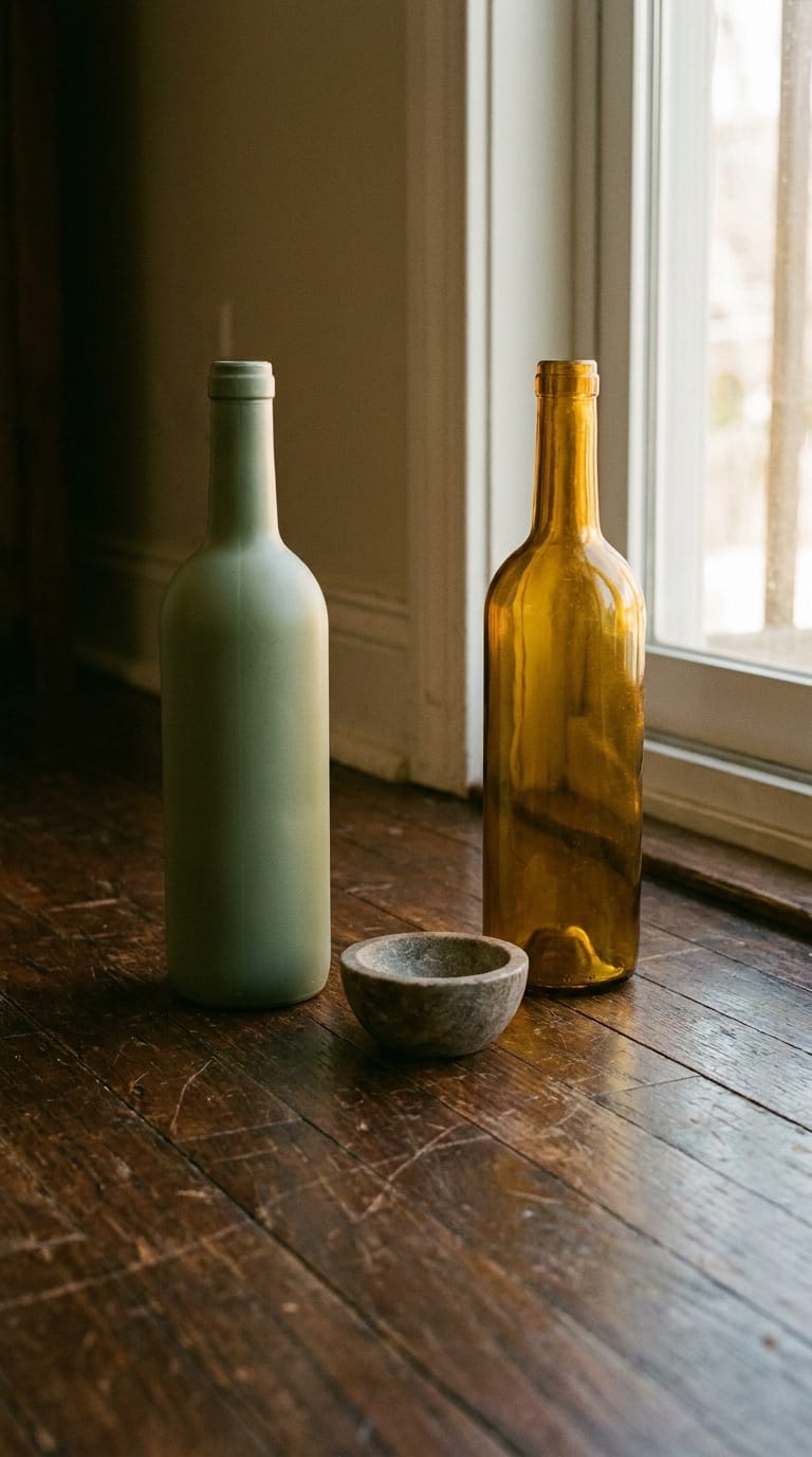 Low-angle bottles, still