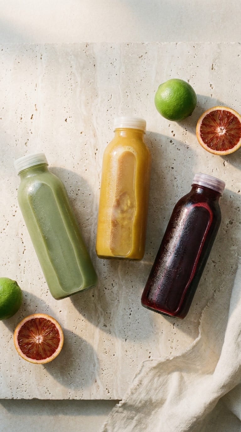 Cold-pressed bottles portrait, second composition