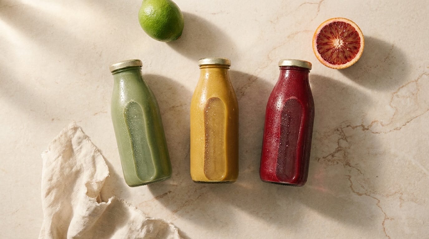 Cold-pressed bottles portrait, third composition