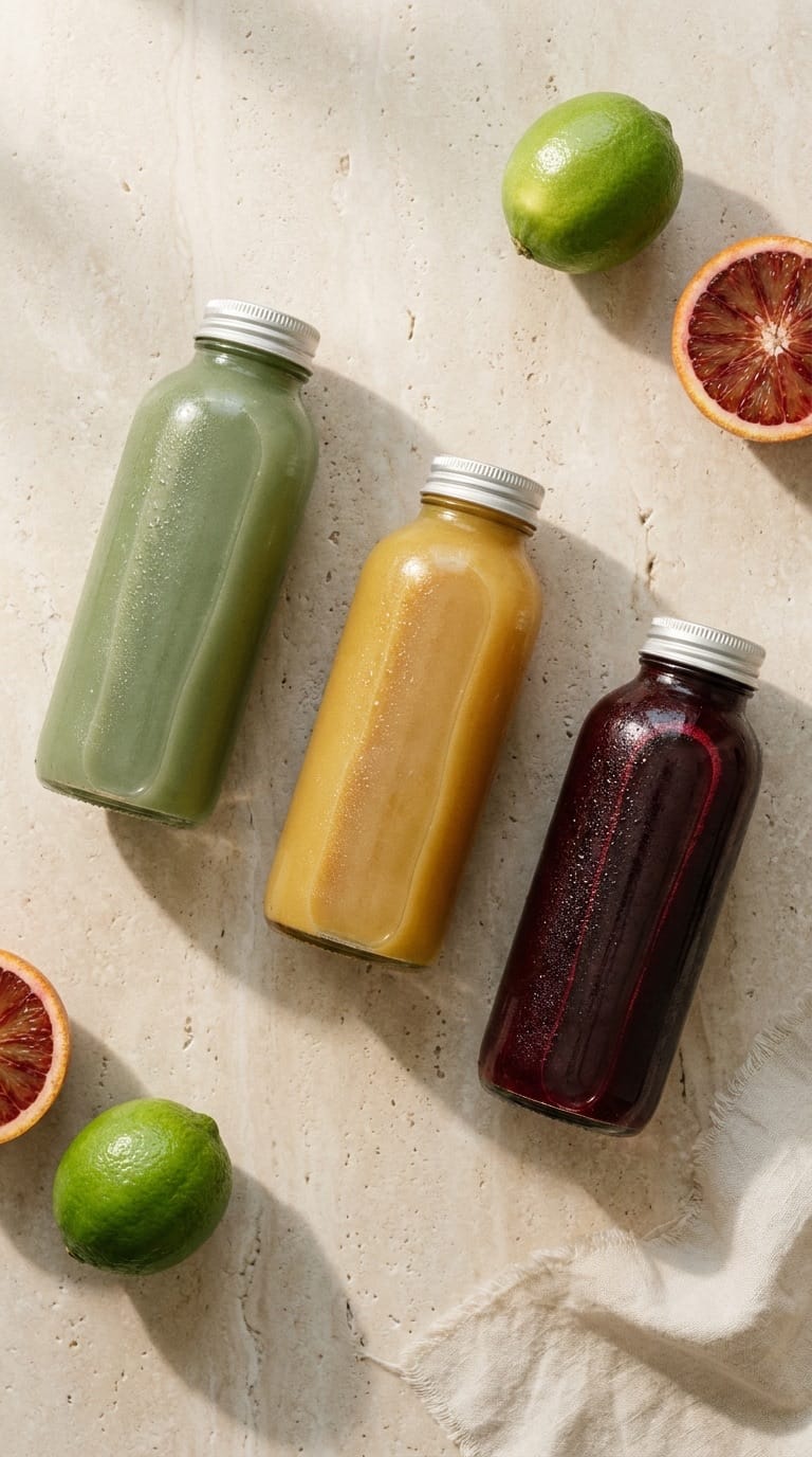 Cold-pressed bottles portrait, fifth composition