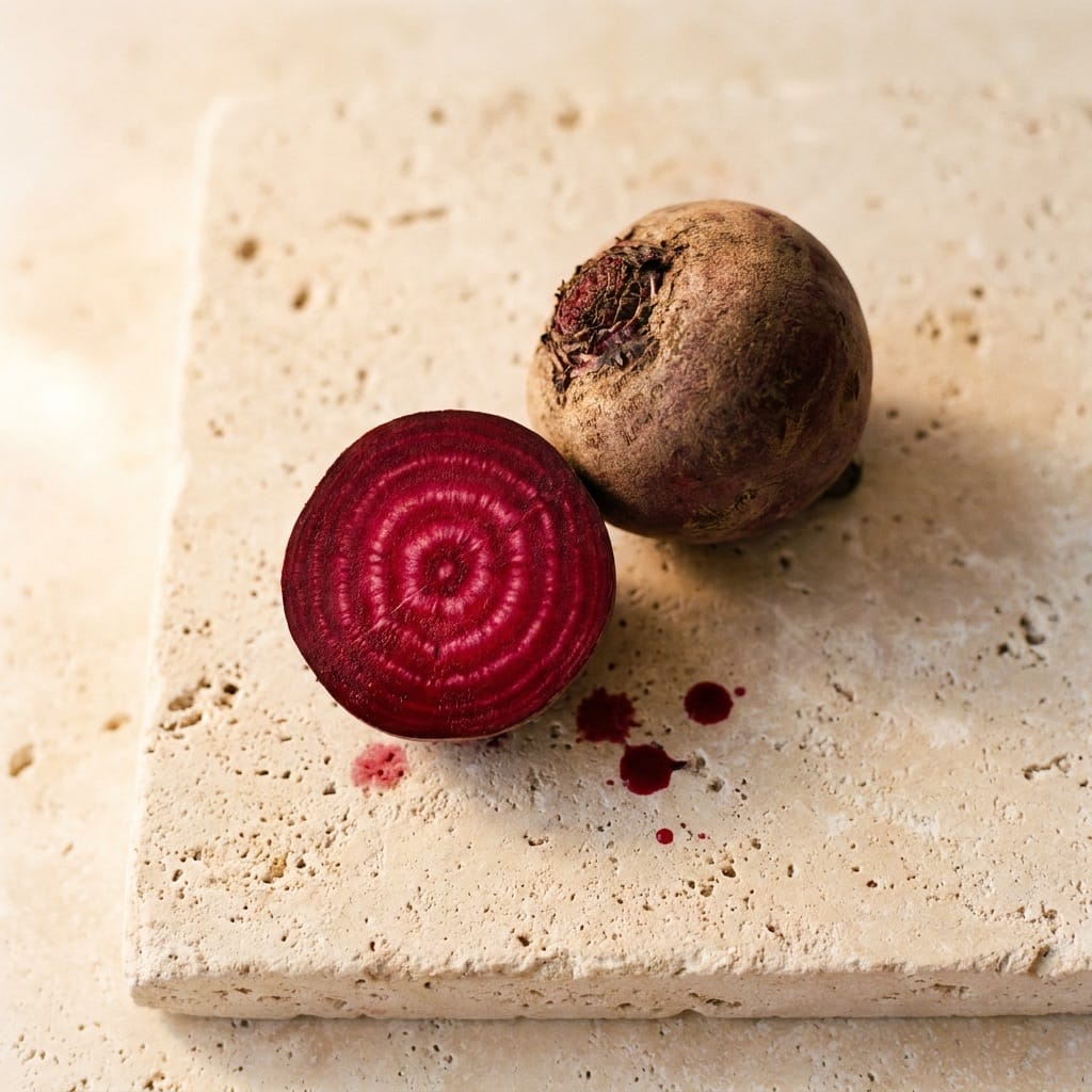 Raw beetroot cut open