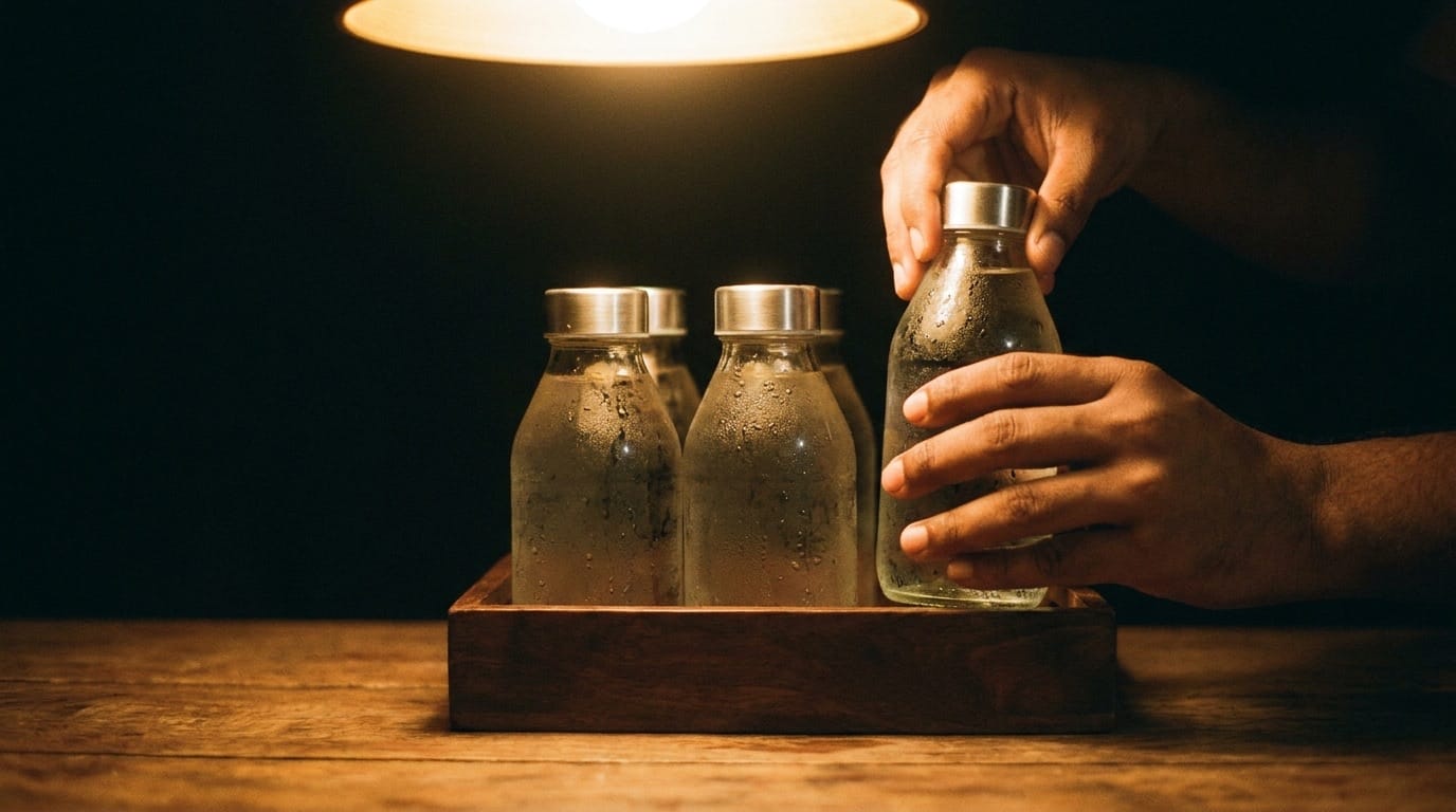 Founder at the cold-press before sunrise