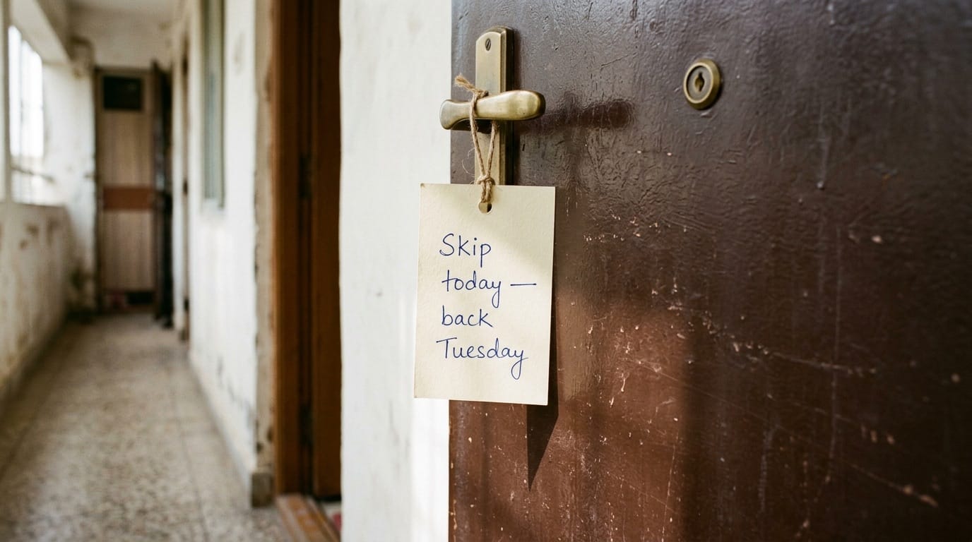 Skip-today tag on a door handle