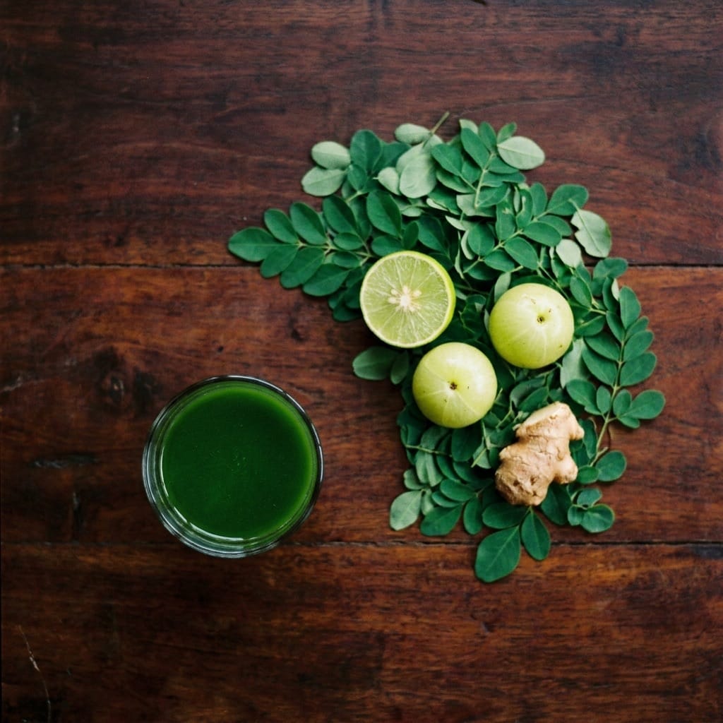 Immunity Shield cold-pressed juice — amla, guava, moringa, ginger