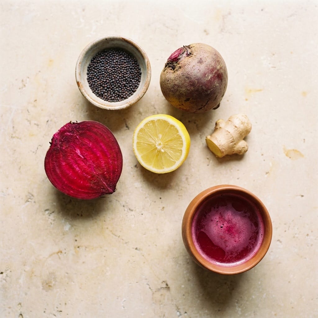 Beet kanji — fermented ruby tonic in a bottle