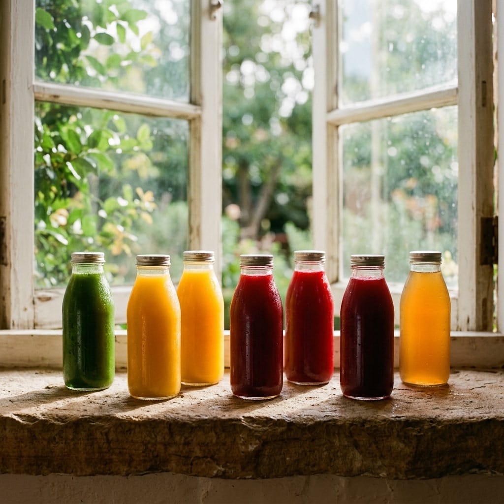Seven bottles lined up representing one week